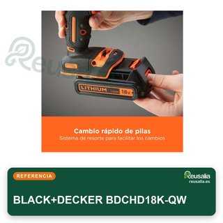 BLACK+DECKER BDCHD18K-QW taladro percutor