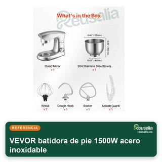 VEVOR batidora de pie 1500W acero inoxidable