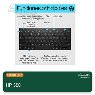 HP 350 teclado inalámbrico compacto negro