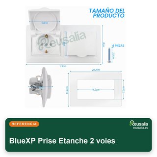 BlueXP enchufe empotrable doble 16A impermeable