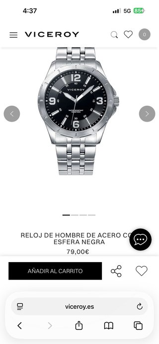 RELOJ DE HOMBRE DE ACERO CON ESFERA NEGRA