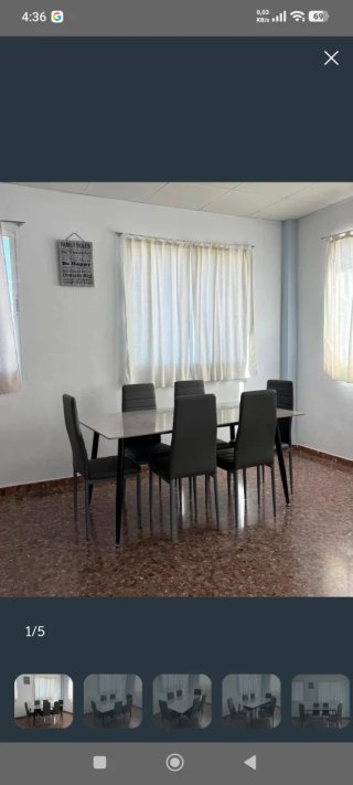 Mesa mármol esquinas redondeadas + 6 sillas