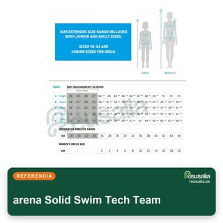 arena Solid Swim Tech Team bañador mujer una pieza talla 34