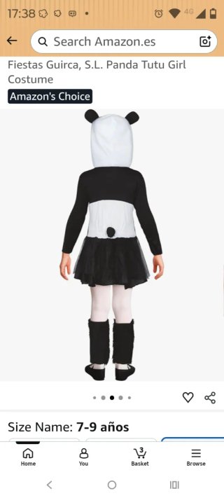 Disfraz Panda Tutu Niña Talla 10 12 años