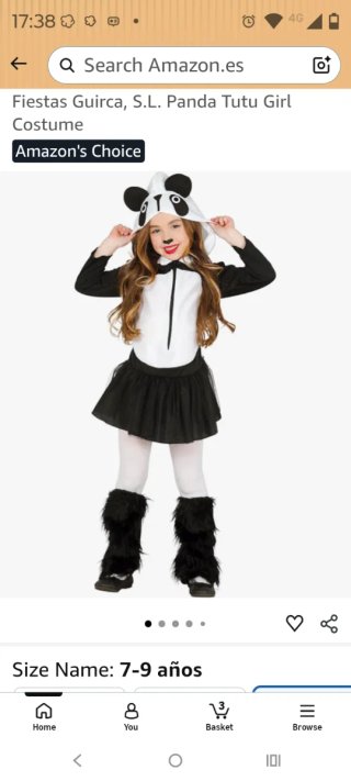 Disfraz Panda Tutu Niña Talla 10 12 años
