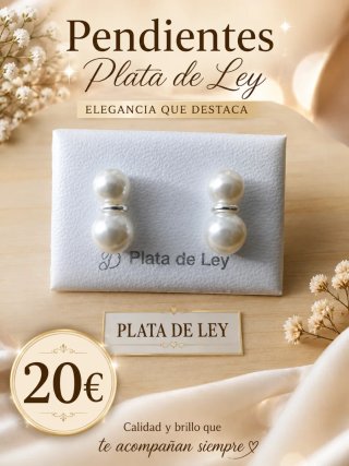 Pendientes Plata de Ley Perlas