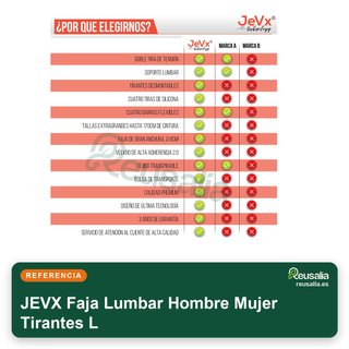 JEVX Faja Lumbar Hombre Mujer Tirantes L