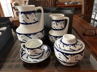 Juego de café Sargadelos Peixes Azul 6 servicios
