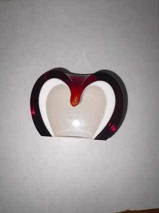 Ferma carte in vetro rosso e bianco