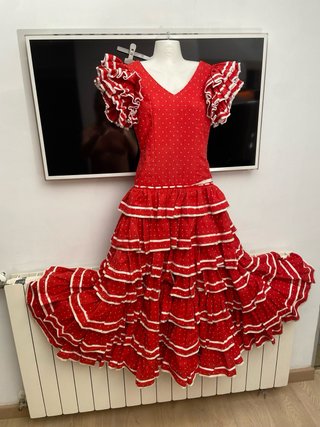 145 traje  de Flamenca Rojo talla 38