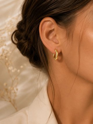 Pendientes de Aro Orgánico Dorado Plata Chapado18k