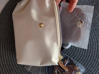 Mini bolso Longchamp beige y marrón