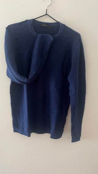 Camiseta de punto azul para hombre