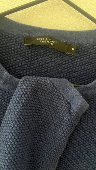 Camiseta de punto azul para hombre