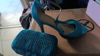Sandalias de tacón azul verdoso