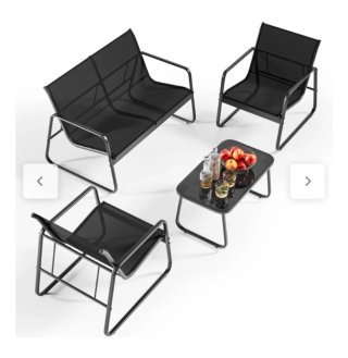 Conjunto Exterior Mesa, Sofá y 2 Sillas Negro