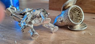 Set figuras baño plata elefante y abrebotellas