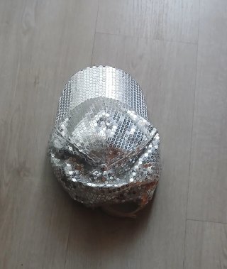 Gorra de lentejuelas plateadas