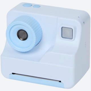 Fotocamera istantanea blu e bianca