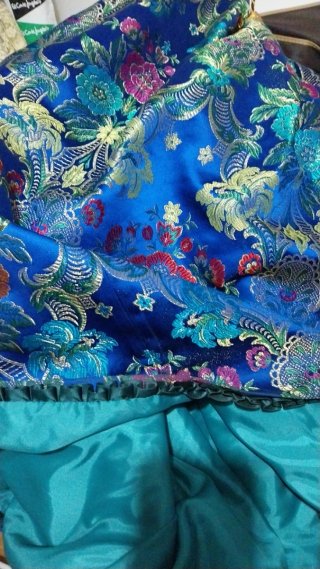Traje de Fallera azul y multicolor con zapatos