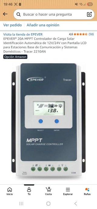 Controlador Carga Solar EPEVER MPPT 20A