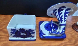 Figuras de porcelana decorativas azules