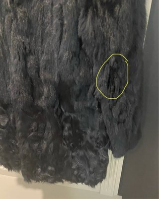 Abrigo Piel Conejo Negro Mujer