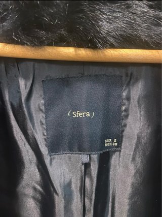 Abrigo Piel Conejo Negro Mujer