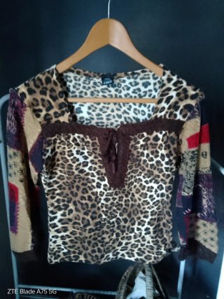 Maglia fantasia leopardata patchwork