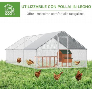Gallinero Exterior Con Estructura Galvanizada Y Red Hexagonal, Gallinero Para Gallinas Con Cubierta De Tela Impermeable Para 12-18 Pollos, Patos Y Conejos, 3X6X2M