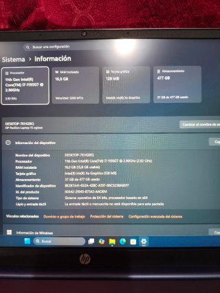 Portátil HP Pavilion i7 11ª Gen