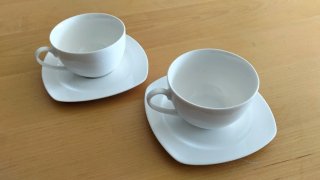Juego Tazas y Platos Porcelana Portuguesa