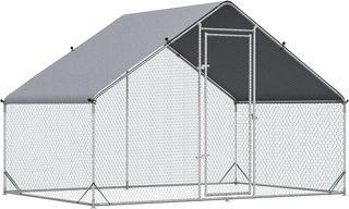 Gallinero Exterior Con Estructura Galvanizada Y Red Hexagonal, Gallinero Ponedoras Para Gallinas De Exterior Con Cubierta De Tela Impermeable Para 4-6 Pollos, Patos Y Conejos, 3X2X2M