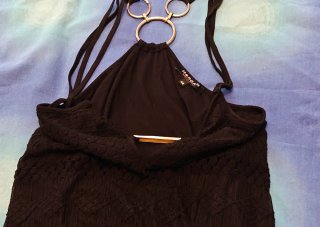 Top Morgan de Toi Negro Encaje Y2K anillas T. XS