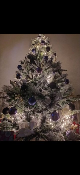 Árbol de Navidad Nevado con Luces y Adornos. 180cm