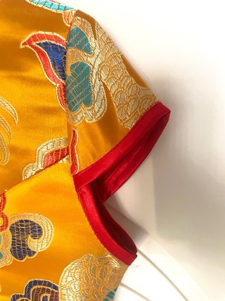 Vestido Qipao Cheongsam Satén Brocado Dragones