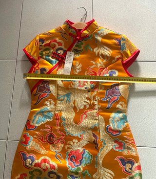 Vestido Qipao Cheongsam Satén Brocado Dragones