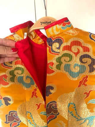 Vestido Qipao Cheongsam Satén Brocado Dragones