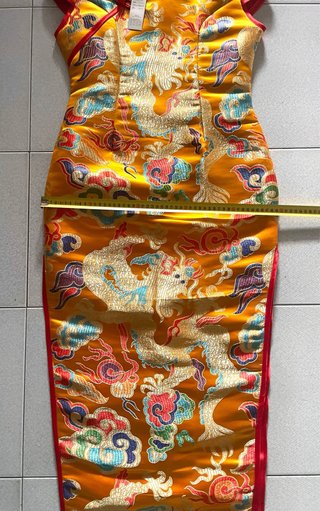 Vestido Qipao Cheongsam Satén Brocado Dragones