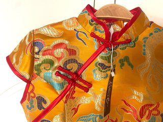 Vestido Qipao Cheongsam Satén Brocado Dragones