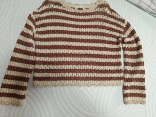 Jersey Mango rayas beige y marrón talla S
