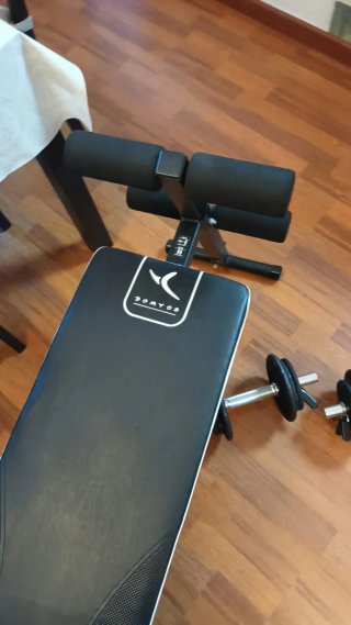 Banco abdominales y mancuernas
