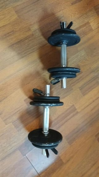 Banco abdominales y mancuernas