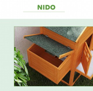 Gallinero de Jardín de Madera de Abeto y Metal para 1-2 Gallinas, Gallinero con Área de Nido, Espacio Abierto y Casa, 179X67X115 Cm, Naranja