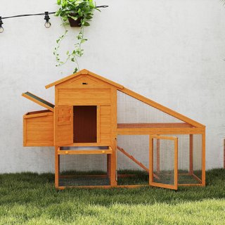 Gallinero de Jardín de Madera de Abeto y Metal para 1-2 Gallinas, Gallinero con Área de Nido, Espacio Abierto y Casa, 179X67X115 Cm, Naranja