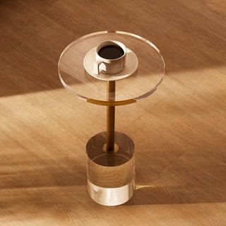 Mesa de Final Acrílica Clara, Mesa Lateral Acrílica con Base Sólida, Superficie Redonda de 11.9 x 11.9 pulgadas, Altura de 21.4 pulgadas, para Café, Bebida, Comida, Snack utilizada en Sala de Esta...