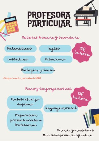 Clases particulares piano y materias escolares
