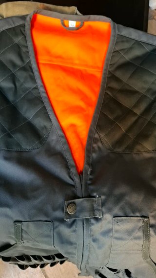 Chaleco de caza nuevo gris y naranja