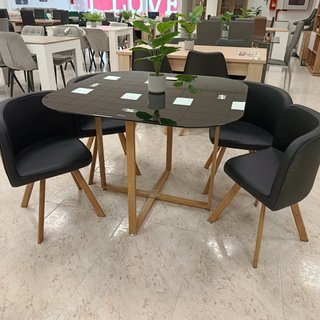 Mesa Comedor Cristal Templado + 4 Sillas Teka