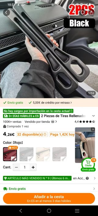 Tiras Rellenadoras Espacio Coche Negro